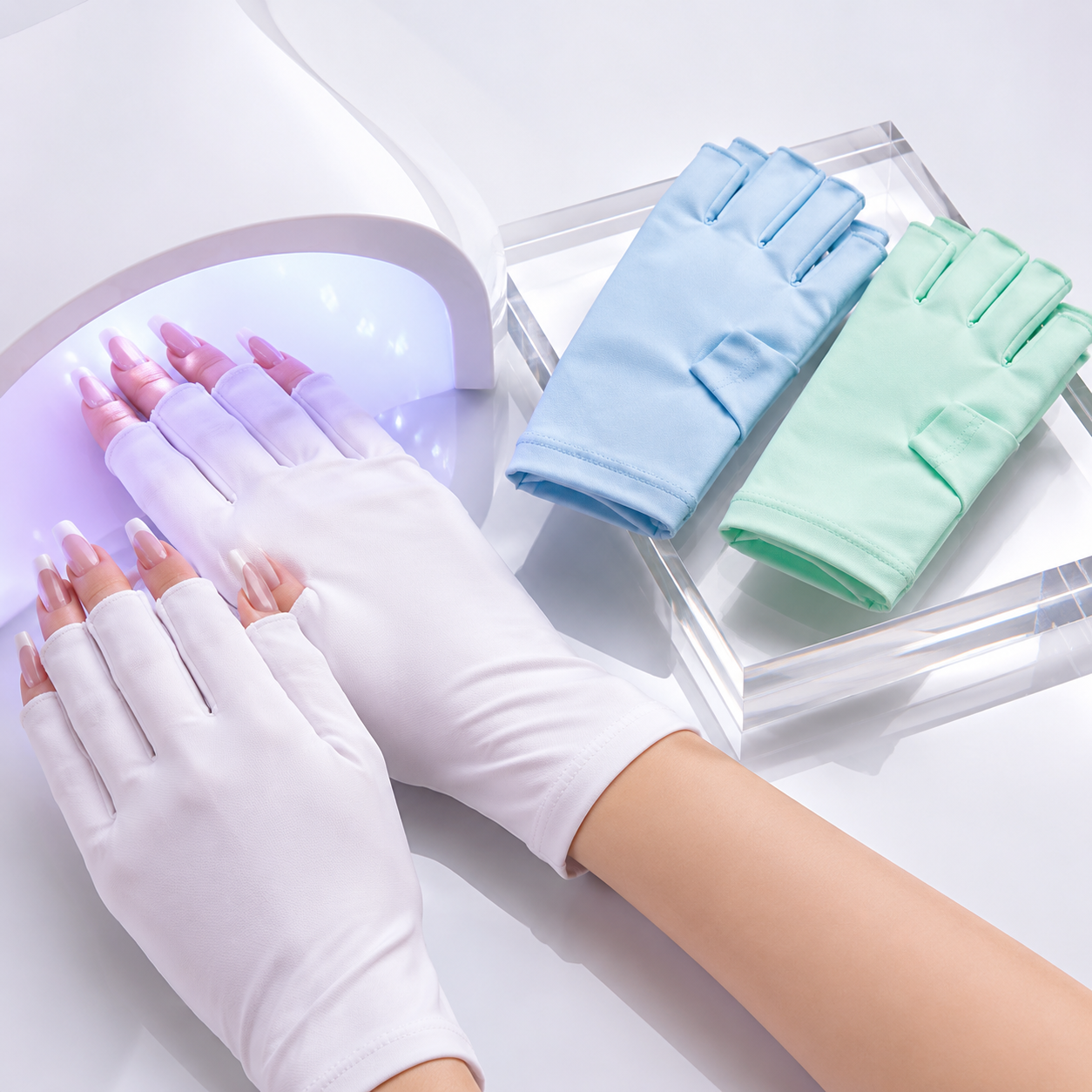 UV Manicure Gloves, Fingerless UV Protection Gloves for Gel Nail Lamp