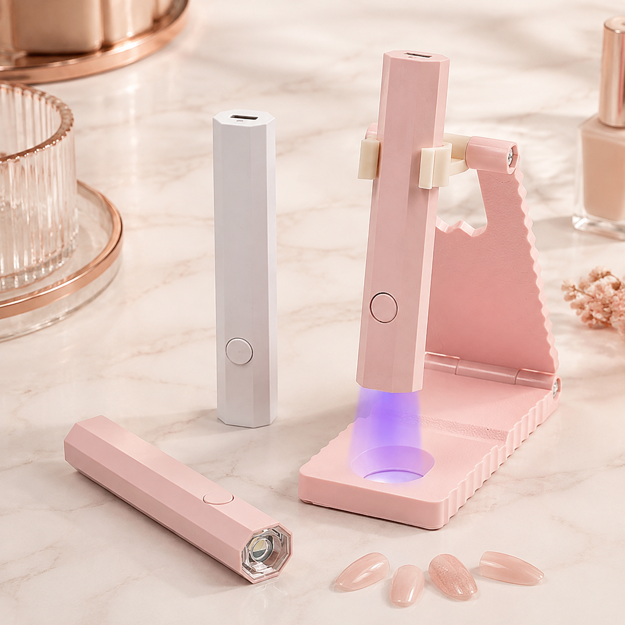 Portable UV LED Nail Lamp Set, Mini Rechargeable Gel Nail Curing Light