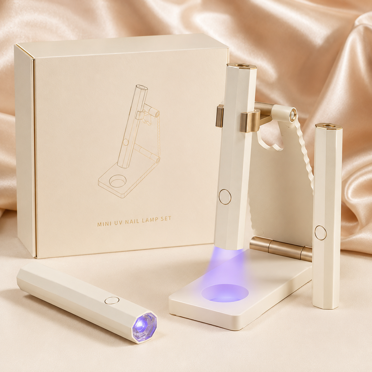 Portable UV LED Nail Lamp Set, Mini Rechargeable Gel Nail Curing Light