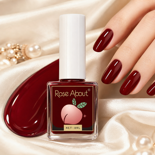 Burgundy Red Nail Polish, Glossy Wine Red Manicure Color, 8ML