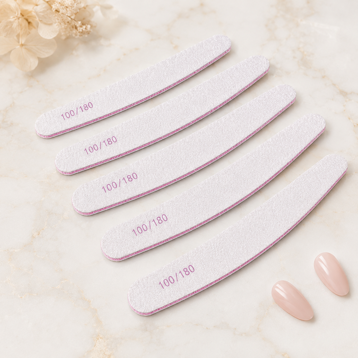 100/180 Grit Nail File Set, Double Sided Emery Boards for Acrylic Gel Nails, Professional Manicure Sanding Files