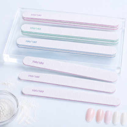 100/180 Grit Nail File Set, Double Sided Emery Boards for Acrylic Gel Nails, Professional Manicure Sanding Files